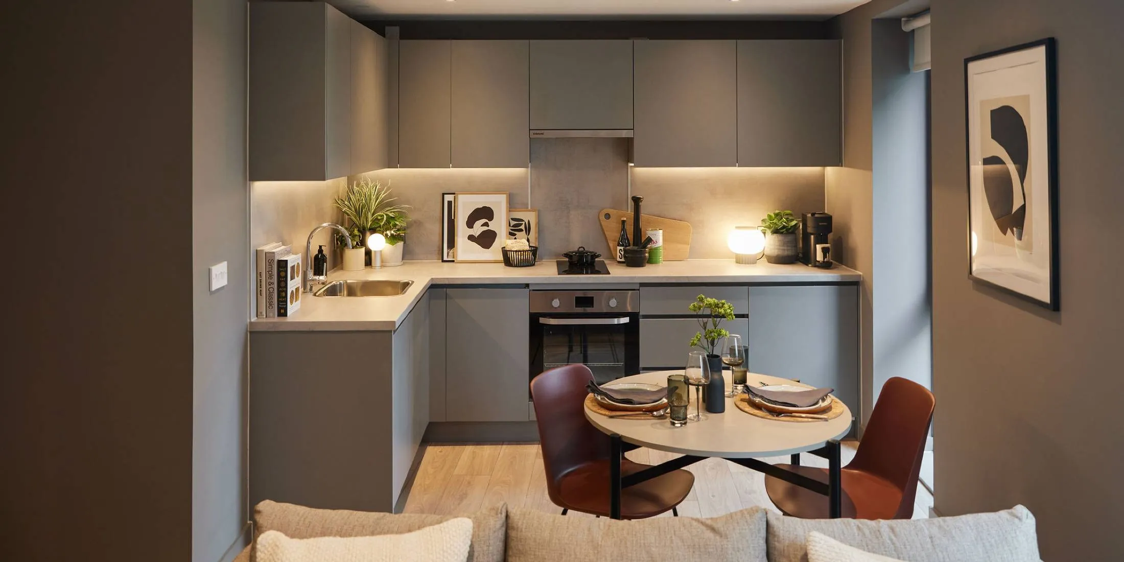 Studio apartment living area 